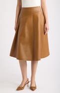 BOSS Sekana Leather Midi Skirt