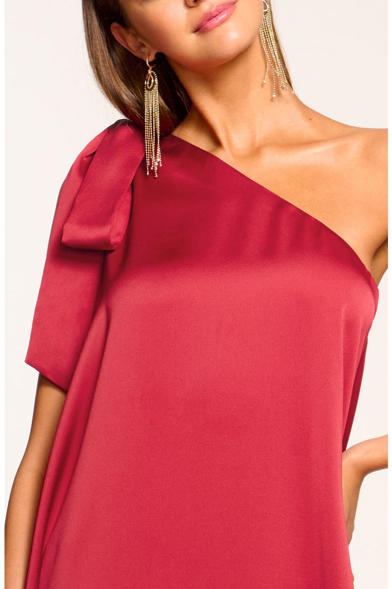 Benita One-Shoulder Gown, Alternate, color, RUBY