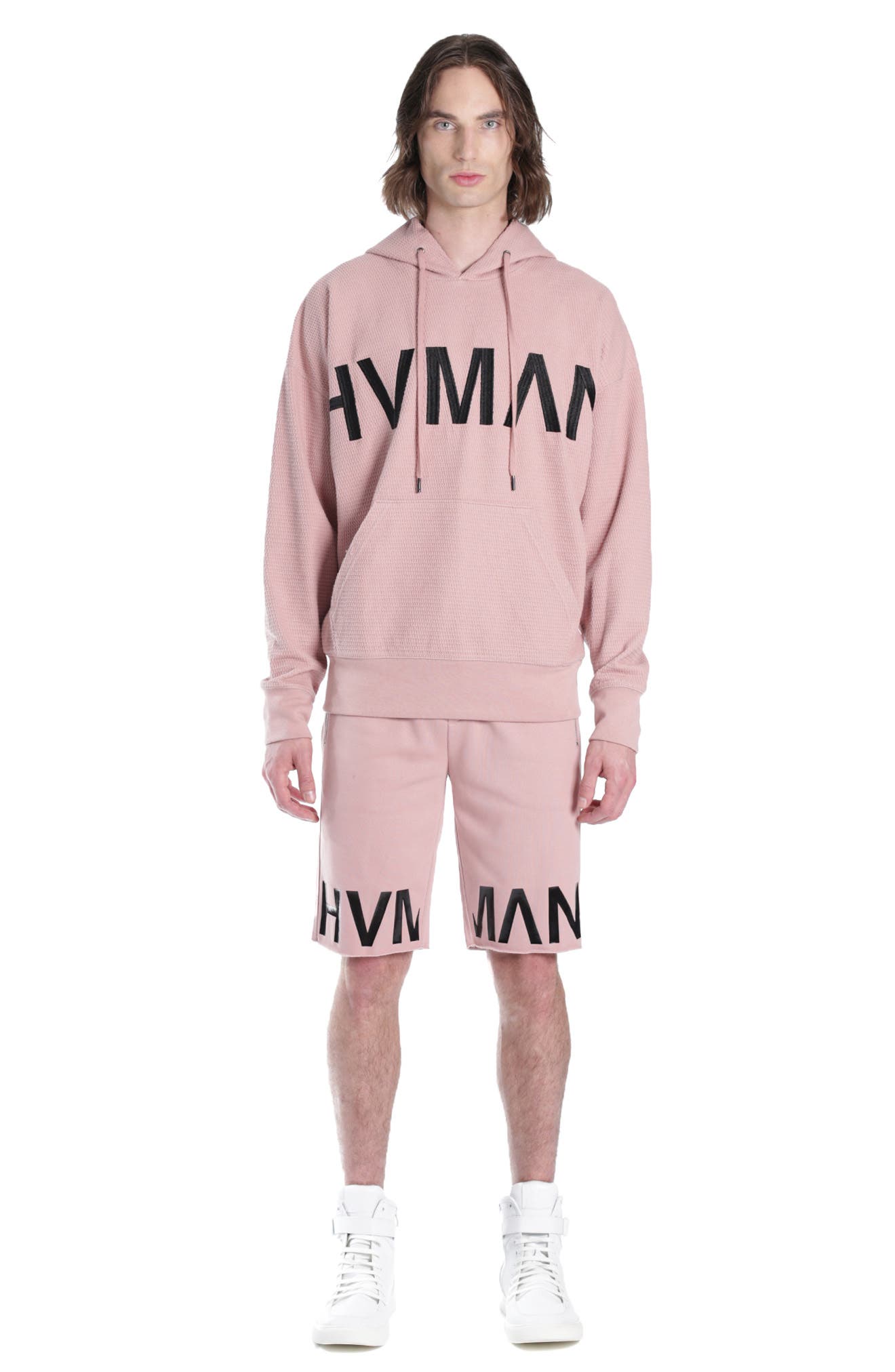 HVMAN Waffle Knt Logo Hoodie (Men) | Nordstrom