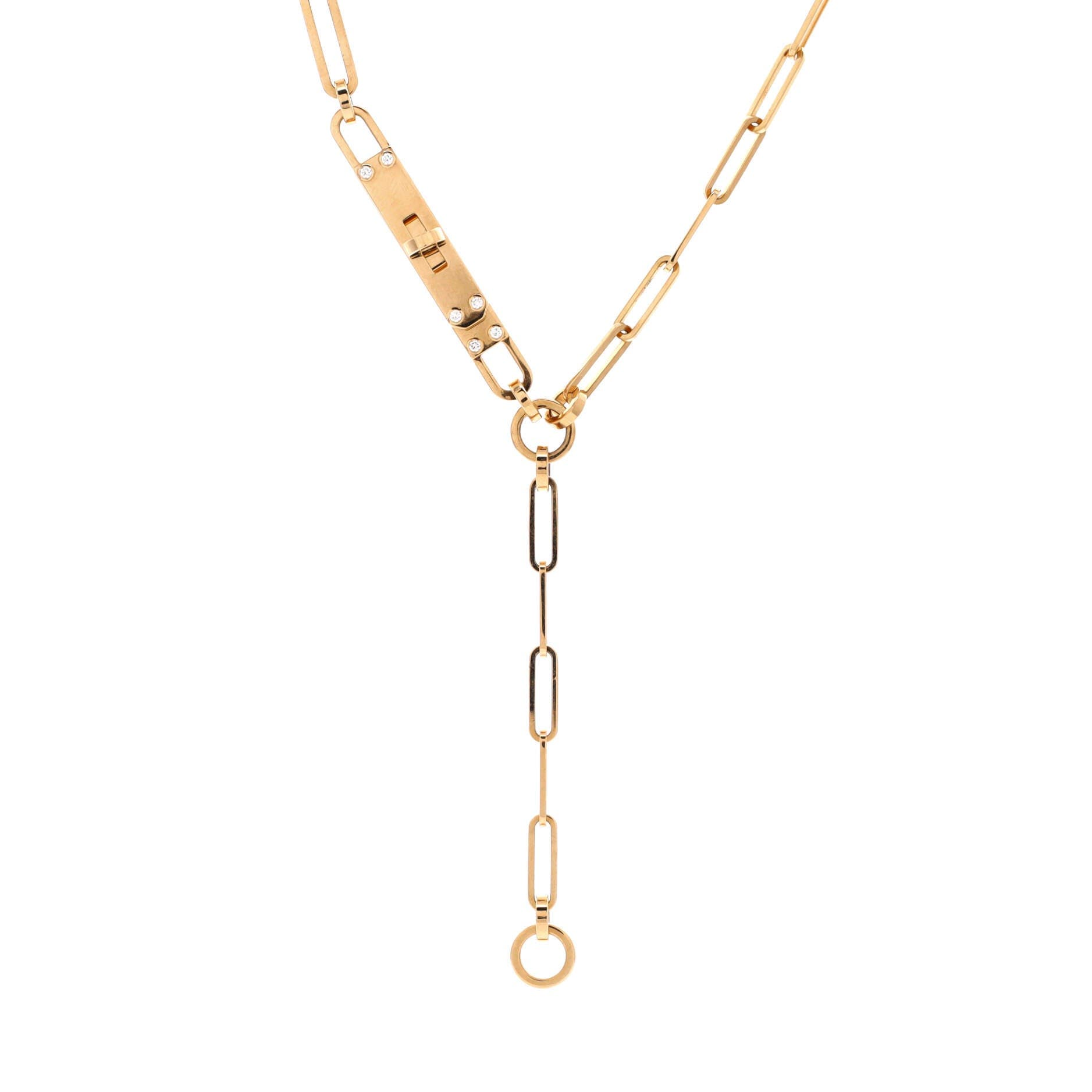 Kelly Chaine Lariat Necklace 18K Yellow Gold with Diamonds Small, Main, color, Metallic Gold