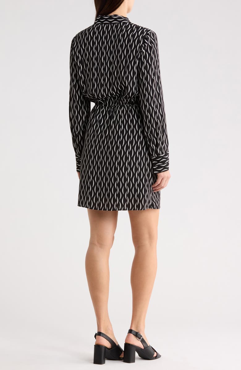 NORDSTROM RACK Long Sleeve Wrap Minidress, Alternate, color, Black- Ivory Moon Geo