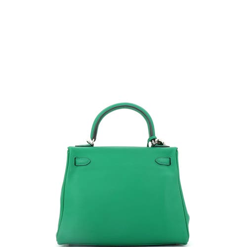 Pre-owned Hermes Hermes Kelly Handbag Green Swift With Palladium Hardware 25 In Green