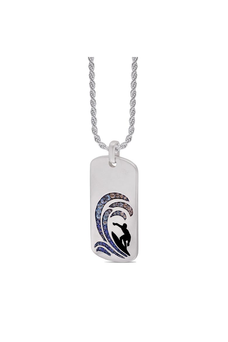 Surfer Paradise Sapphire & Topaz Silver Tag Necklace, Alternate, color, Silver