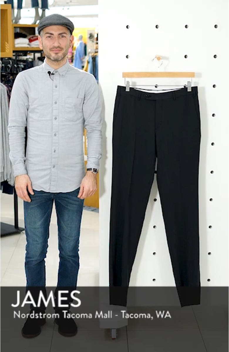 Curtis Flat Front Stretch Wool Blend Trousers, sales video thumbnail