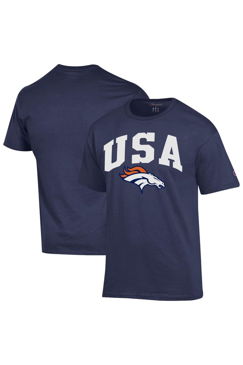 Men's Champion Navy Denver Broncos Americana T-Shirt, Main, color, Navy