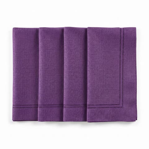 Linen Dinner Napkins Set of 4, 20" x 20", Maison Washed Hemstitch