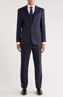 ZEGARIE Navy Glen Plaid Mélange 3-Piece Suit