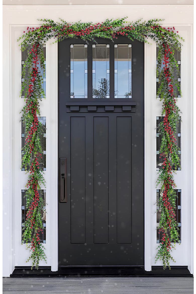 Set of 2 Christmas Dripping Eucalyptus Garland, Alternate, color, Green