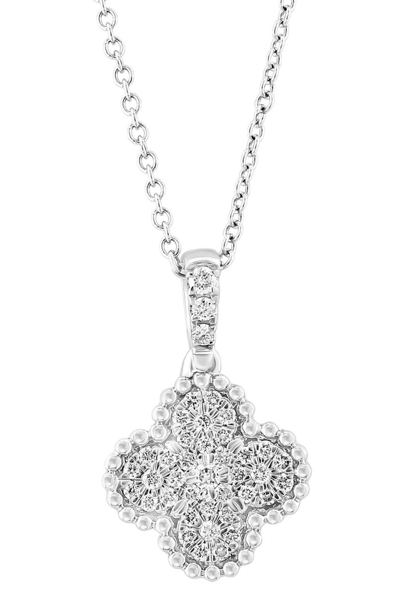 EFFY Sterling Silver Diamond Quatrefoil Pendant Necklace - 0.47ct., Alternate, color,
