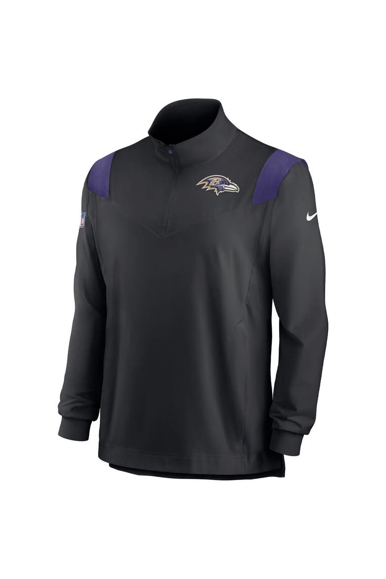 Men's Nike Black Baltimore Ravens Sideline Coach Chevron Lockup Quarter-Zip Long Sleeve Top, Alternate, color, Black