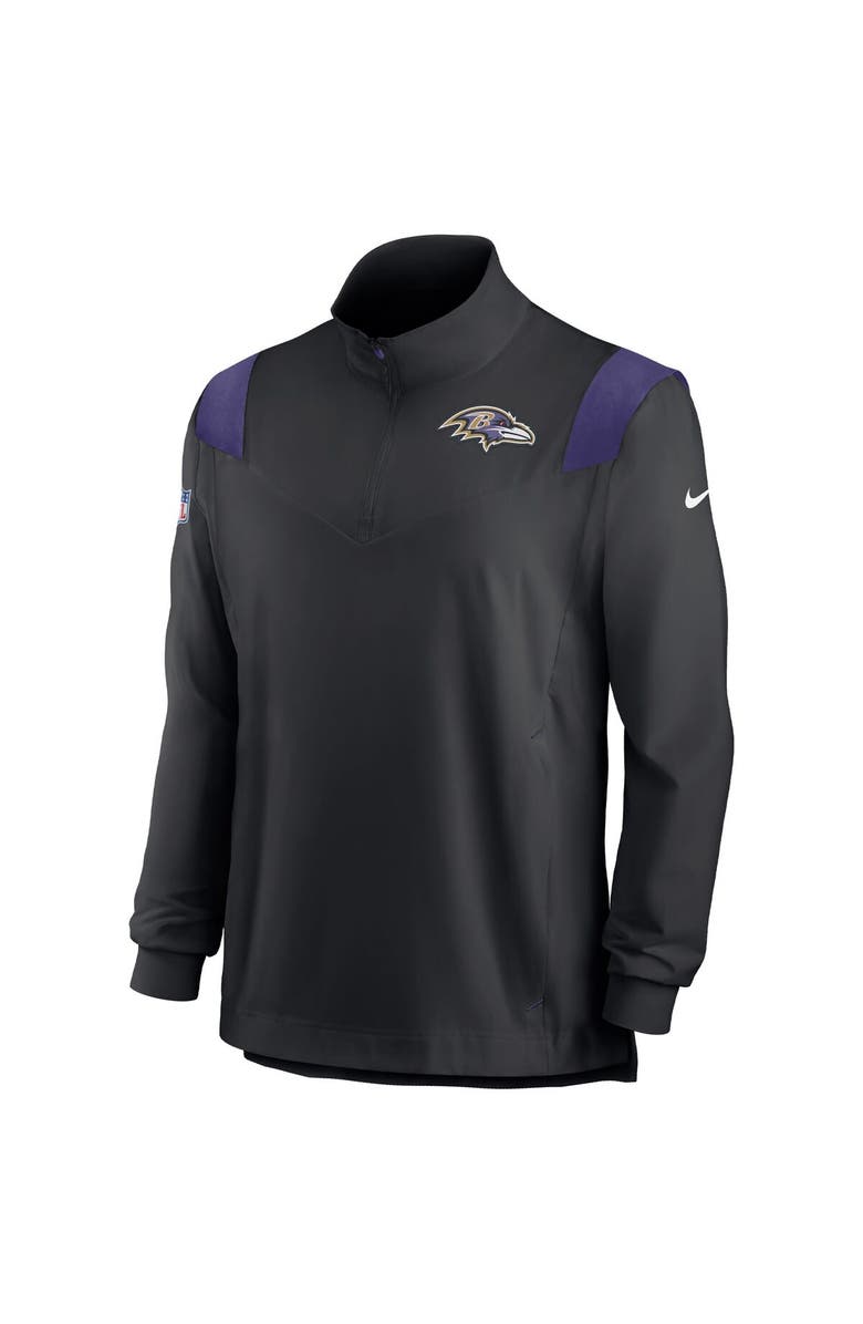 Nike Men's Nike Black Baltimore Ravens Sideline Coach Chevron Lockup Quarter-Zip Long Sleeve Top, Alternate, color,