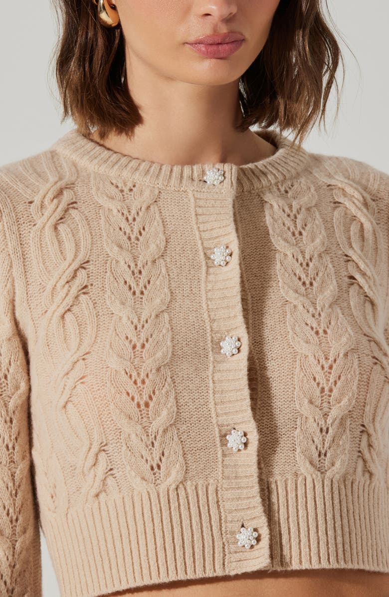 ASTR the Label Peri Wool Cable Knit Cardigan, Alternate, color, Vanilla