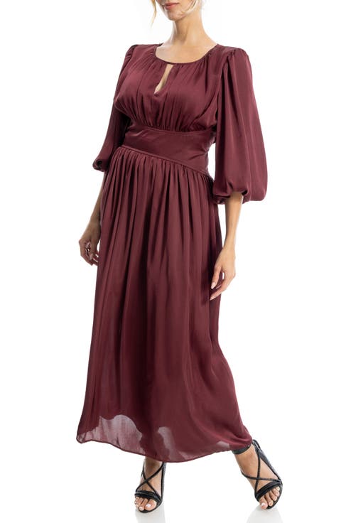 Keyhole Balloon Sleeve Maxi Dress