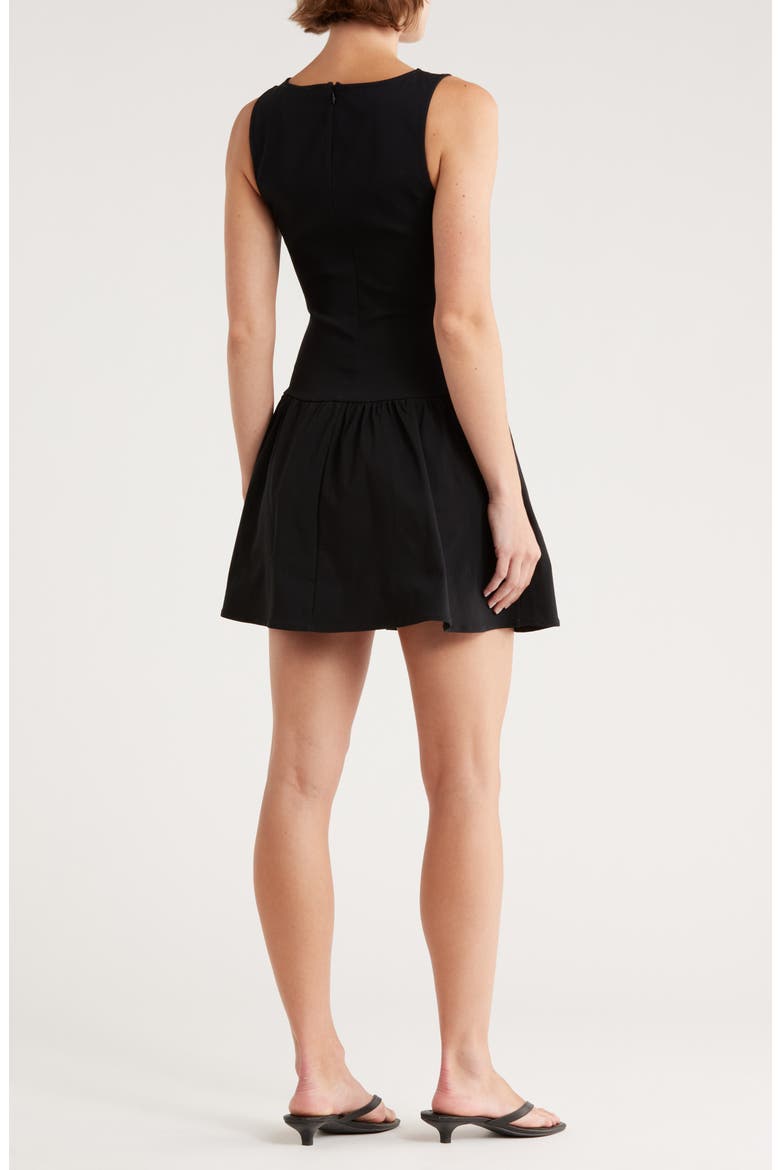 Sleeveless Bow Embellished Drop Waist Minidress, Alternate, color, BLACK