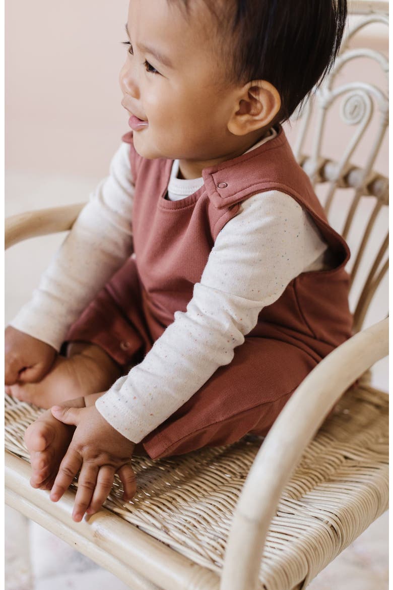 Confetti Long Sleeve Organic Cotton Bodysuit, Alternate, color, IVORY