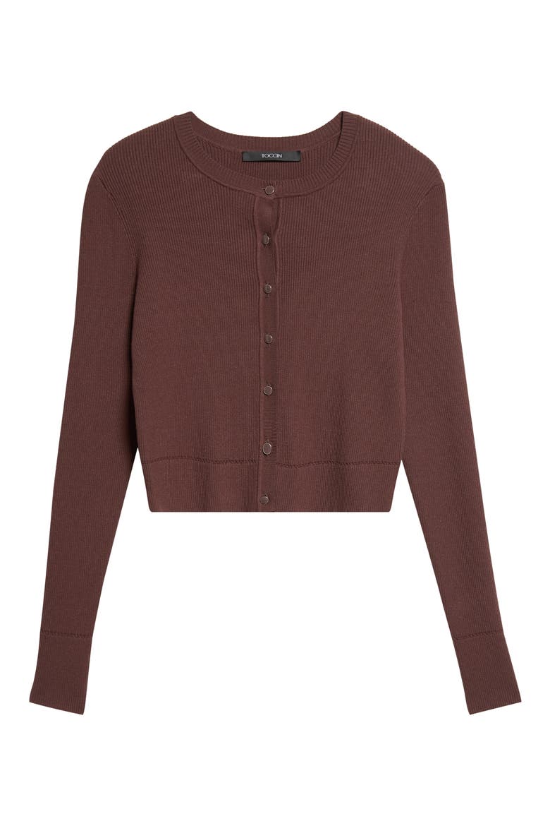Zoe Cropped Cardigan, Alternate, color, ESPRESSO