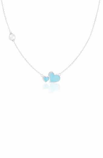 SPLENDID PEARLS Double Heart Pendant Necklace