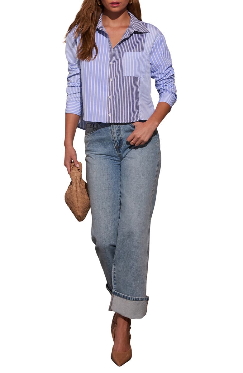 VICI Collection Courtside Chic Mixed Stripe Button-Up Shirt, Alternate, color, 