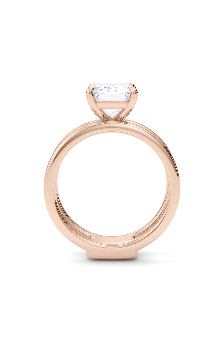 HauteCarat Emerald Cut Double Band Lab Created Diamond Ring, Alternate, color, 2.00Ctw 18K Rose Gold