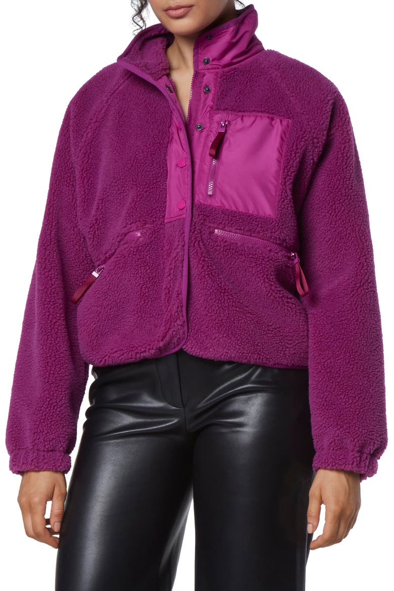 Mixed Media Fleece Zip Jacket, Main, color, ORCHID