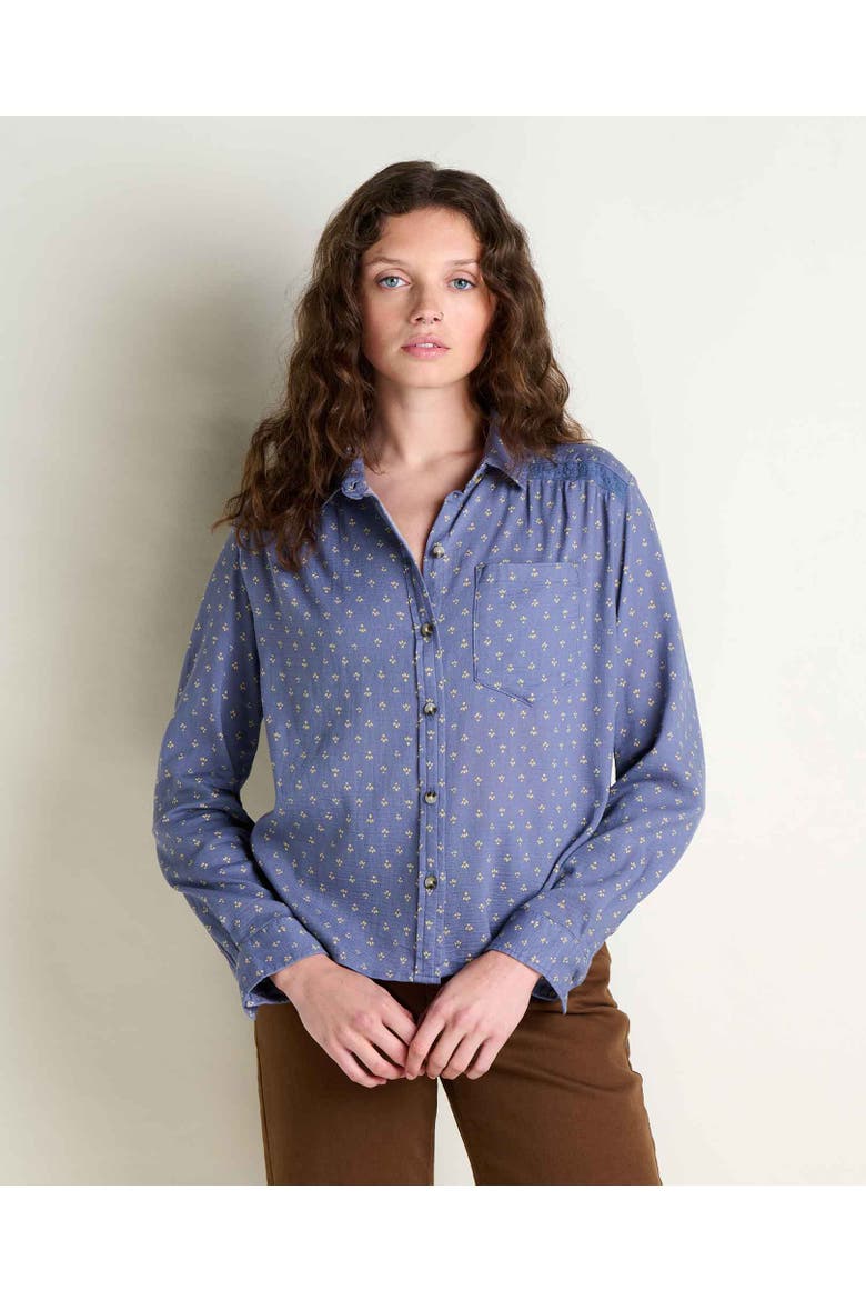 Manzana Boxy Long Sleeve Shirt, Main, color, Ocean Print
