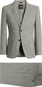 BOSS Huge Slim Fit Grey Mélange Suit