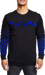 Maceoo Monogram Stretch Cotton Crewneck Sweatshirt