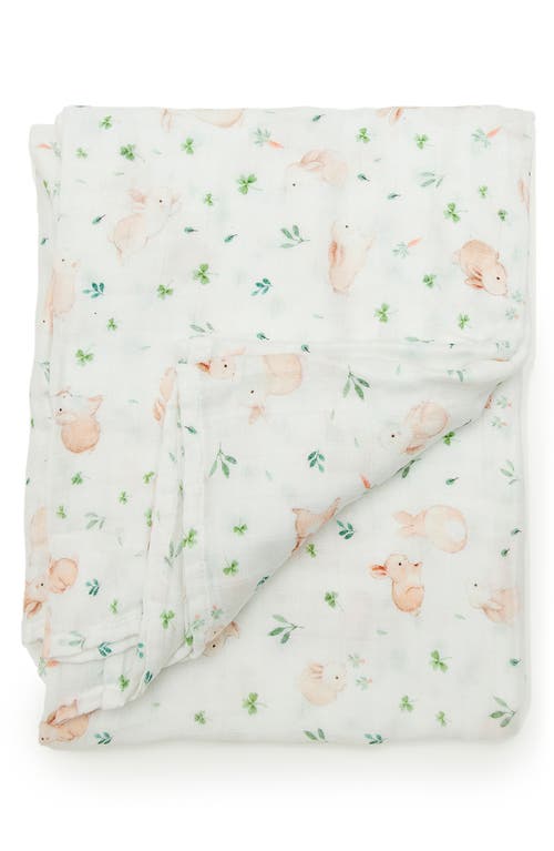 Loulou Lollipop Bunny Meadow Deluxe Muslin Swaddle Blanket 