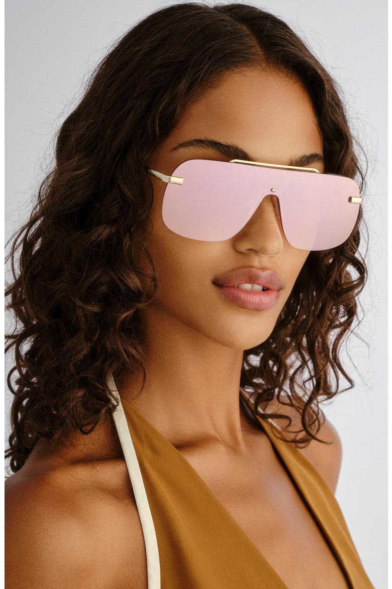 Venatici 137mm Aviator Sunglasses, Alternate, color, GOLD / ROSE GRAD MIRROR