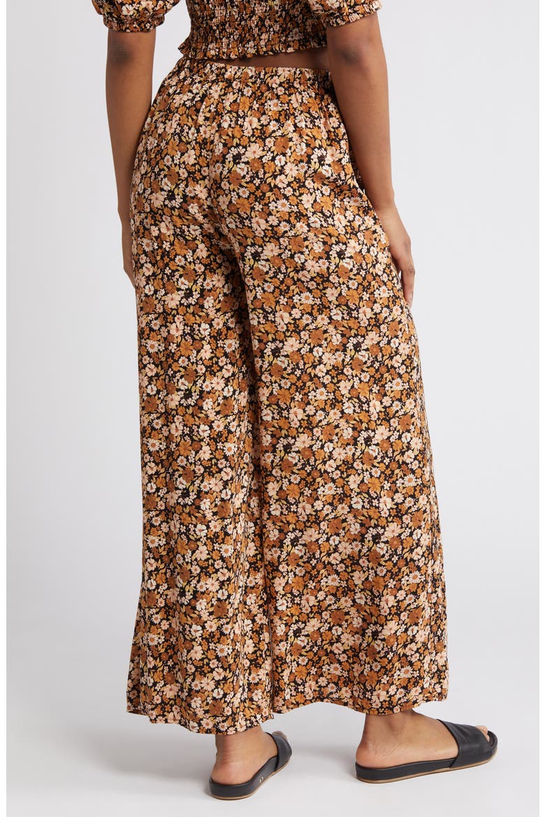Sea of Dreams Floral Print Wide Leg Pants, Alternate, color, BROWN