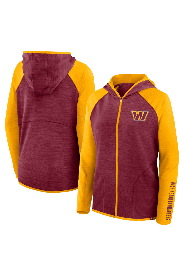 Women's Fanatics Burgundy/Gold Washington Commanders Redzone End Around Pass Raglan Full-Zip Hoodie, Main, color, Burgundy