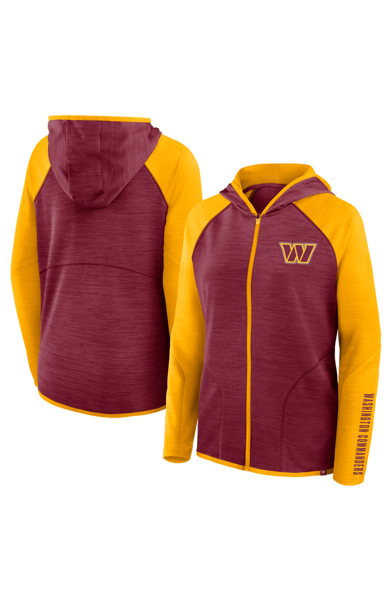 FANATICS Women's Fanatics Burgundy/Gold Washington Commanders Redzone End Around Pass Raglan Full-Zip Hoodie, Main, color, Burgundy