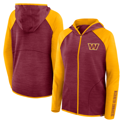 Women's Fanatics Burgundy/Gold Washington Commanders Redzone End Around Pass Raglan Full-Zip Hoodie