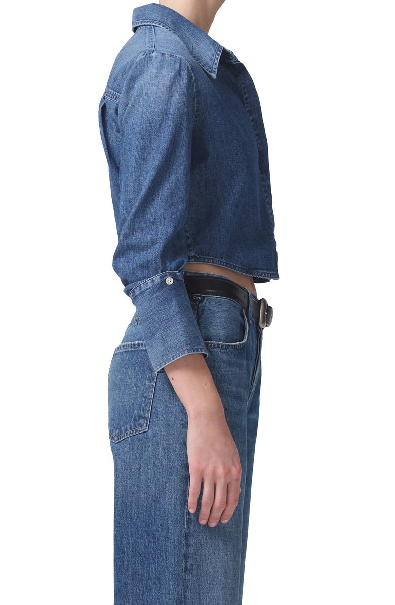 Citizens of Humanity Bea Crop Denim Button-Up Shirt, Alternate, color,
