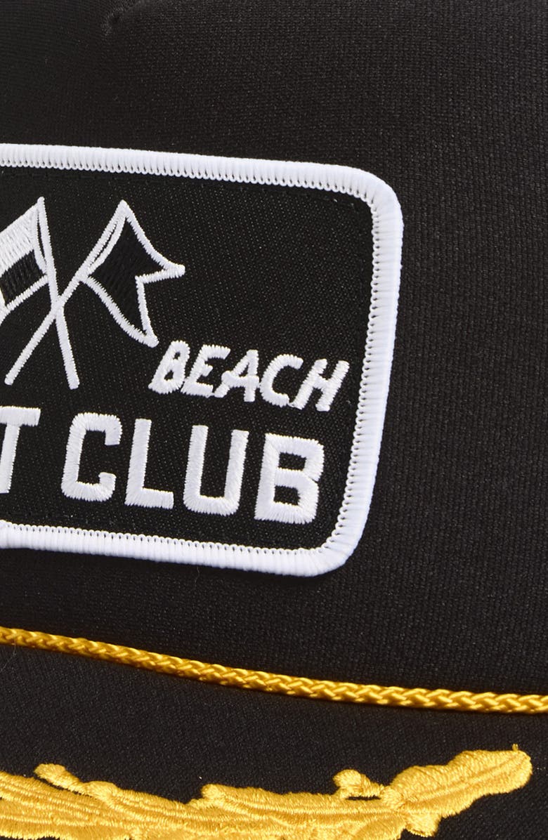 Local Beach Yacht Club Snapback Trucker Hat, Alternate, color, Capt'n Black/ Gold