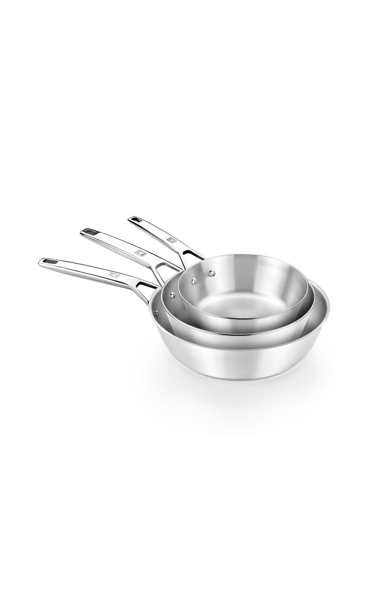 BRA Cookware Signature Stainless Steel Professional Deep High Side Frypan, 8-Inch, Alternate, color, Silver