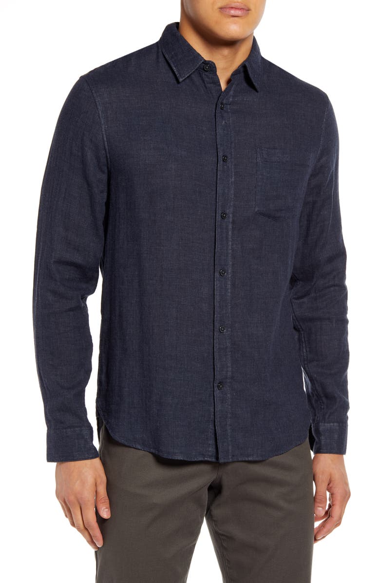 Vince Regular Fit Double Face Button-Up Shirt, Main, color, Heather Coastal