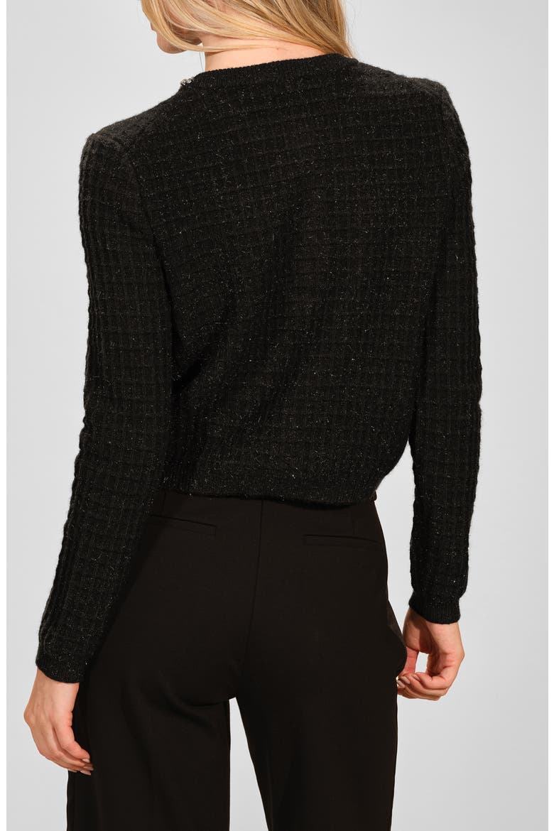 Crystal Crop Cardigan, Alternate, color, BLACK