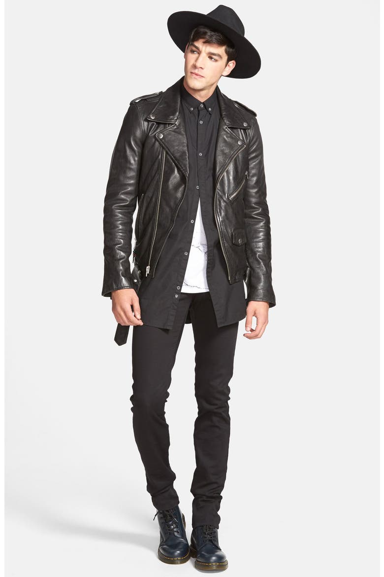 'Leather Jacket 5' Leather Moto Jacket, Alternate, color, BLACK