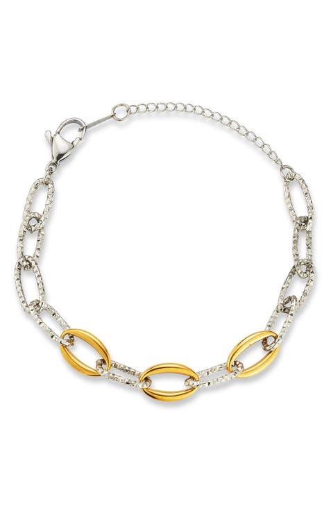 Two-Tone Oval Link Chain Bracelet