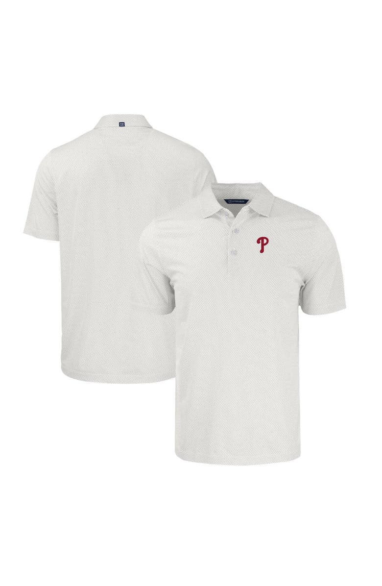Cutter & Buck Men's Cutter & Buck Gray/White Philadelphia Phillies Pike Eco Symmetry Print Stretch Recycled Polo, Main, color, 