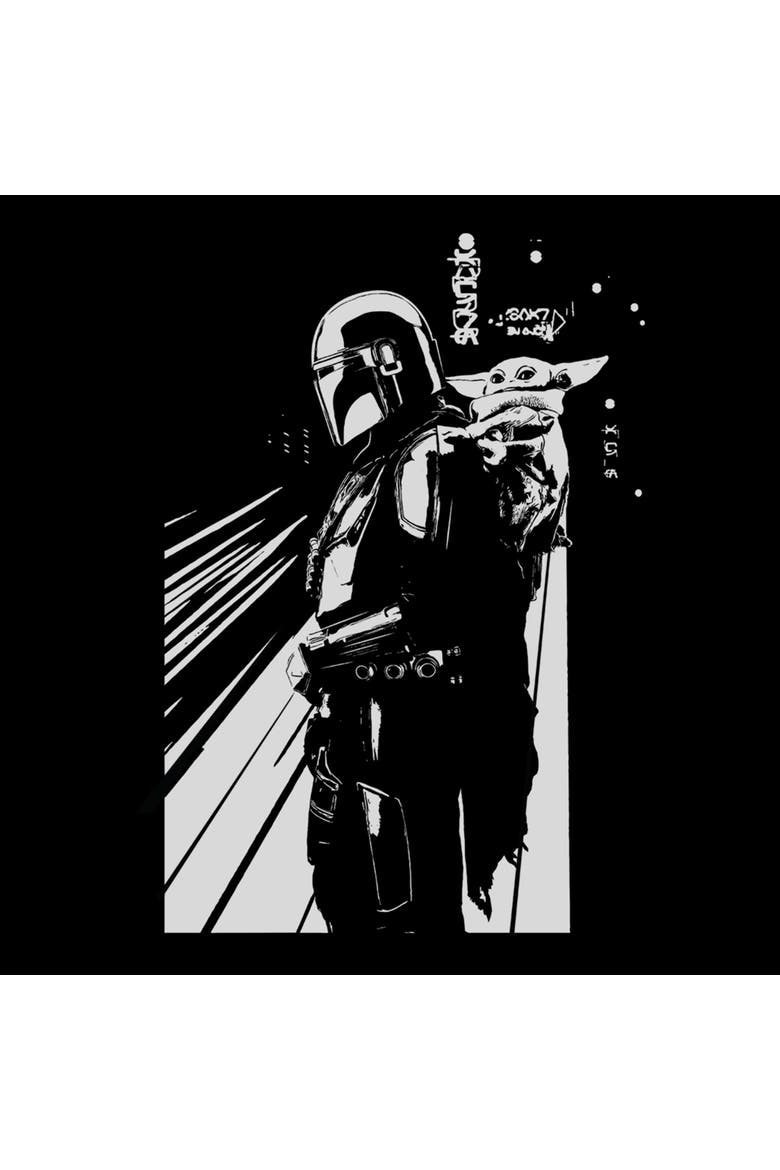 Junior's Star Wars The Mandalorian and Grogu Cutest Duo Sketch  Graphic T-Shirt, Alternate, color, Black