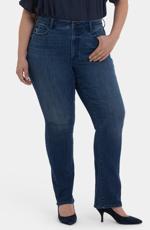 Marilyn High Waist Straight Leg Jeans (Moonlight) (Plus)