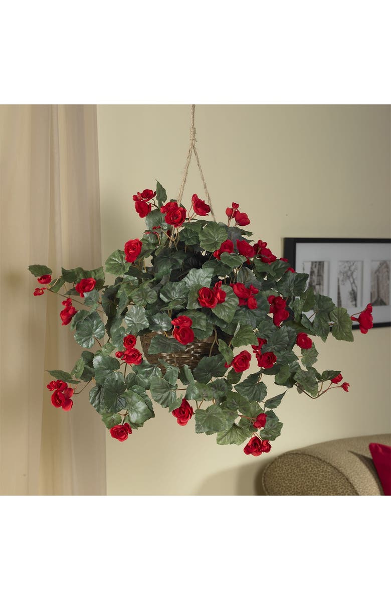 NEARLY NATURAL Begonia Hanging Basket, Alternate, color,