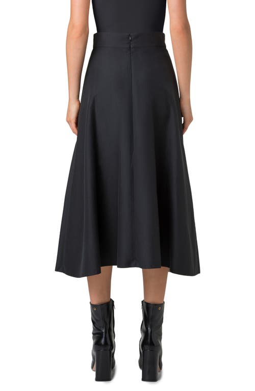 Akris Windflower-print Cotton Silk A-line Midi Skirt In Black-ecru