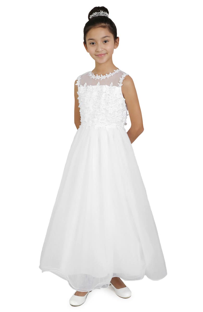 BLUSH by Us Angels Kids' 3D Floral Fit & Flare Communion Dress, Main, color, 