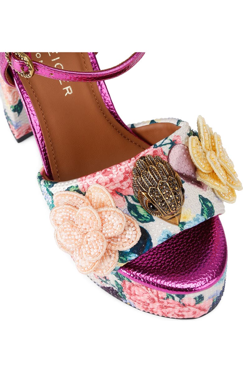 Kurt Geiger London Kensington Ankle Strap Platform Sandal, Alternate, color, White Floral Multi