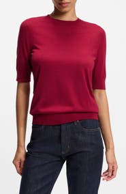 BOSS Farbella Short Sleeve Virgin Wool Sweater