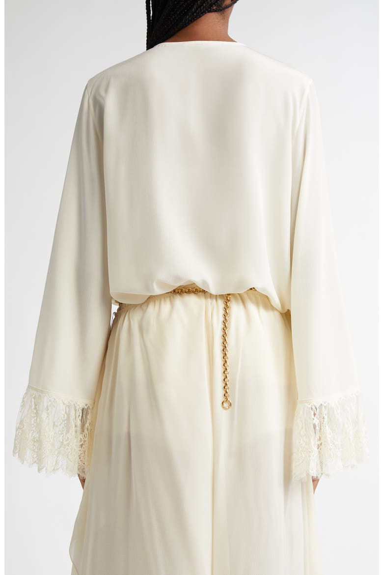 Lace Cuff Silk Crêpe de Chine Shirt, Alternate, color, COCONUT MILK