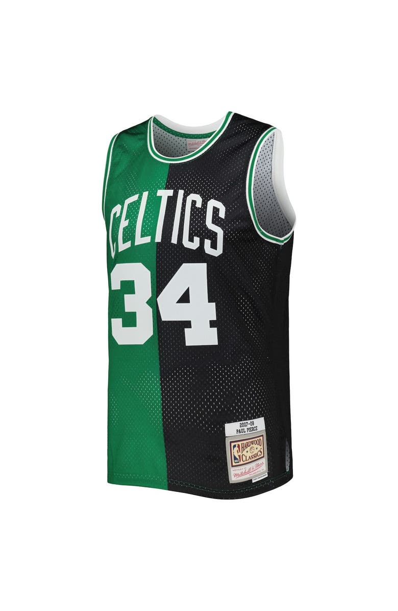Mitchell & Ness Men's Mitchell & Ness Paul Pierce Black/Kelly Green Boston Celtics Hardwood Classics 2007/08 Split Swingman Jersey, Alternate, color, 